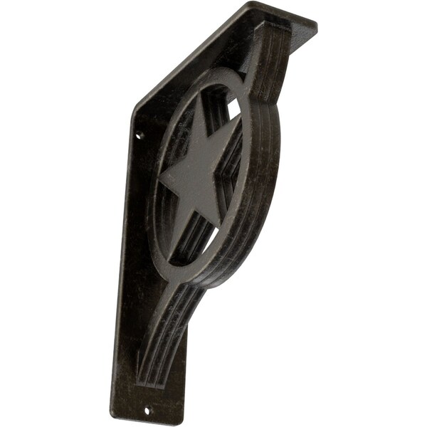 Ekena Millwork Austin Wrought Iron Bracket, (Triple center brace), Antiqued Warm Silver 2"W x 5 1/2"D x 8"H BKTM02X05X08TAUAWS - main